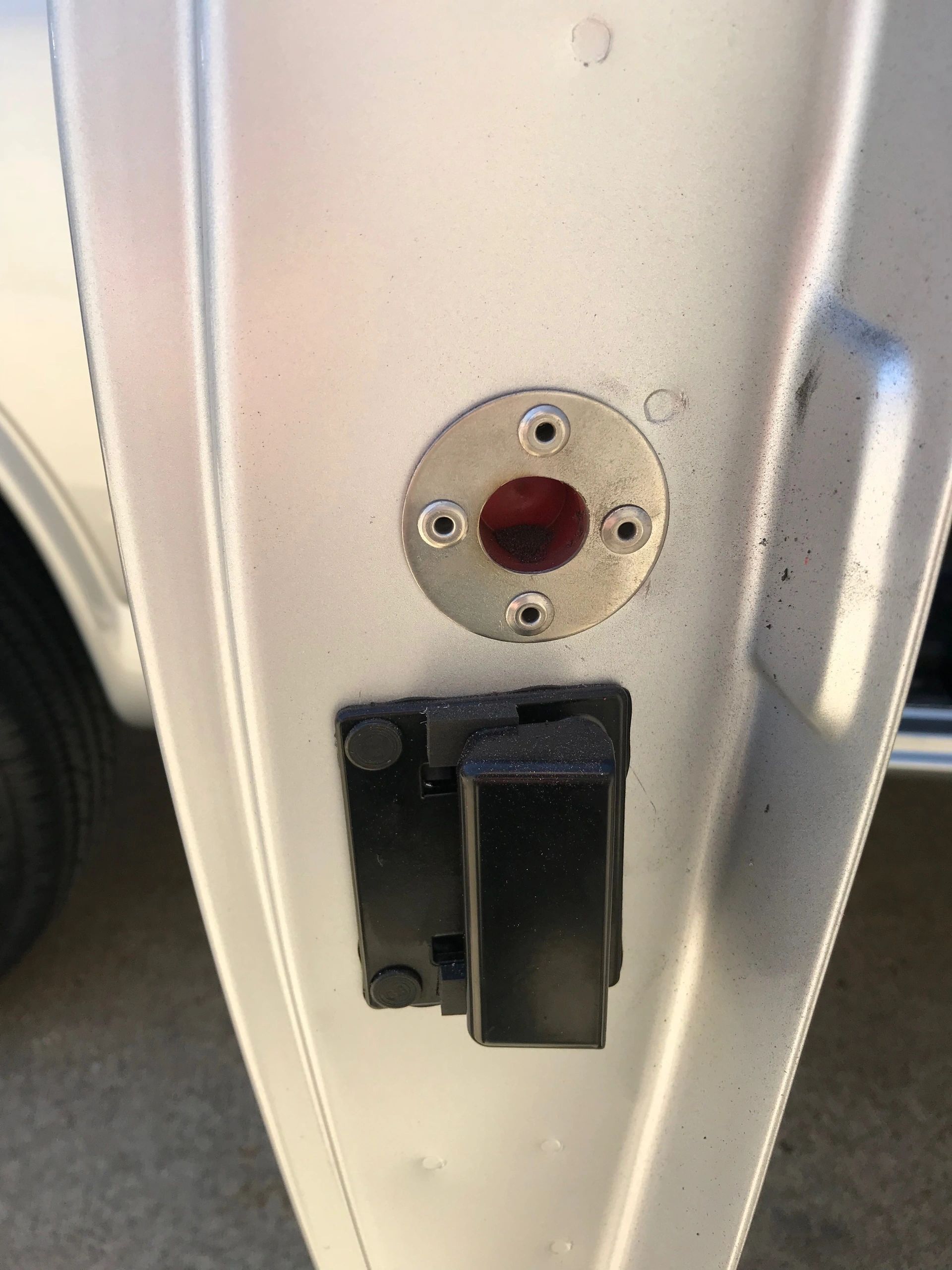 Van door lock close-up
